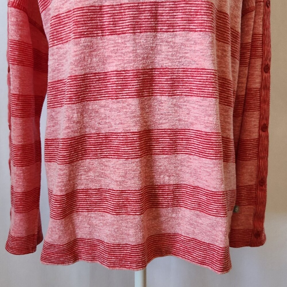 T By Talbots Woman's Size XL Heather Pink & Red Striped Long Sleeve Pullover Top - Picture 4 of 15